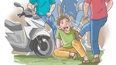 Ilustrasi Maling Motor Diamuk oleh Massa